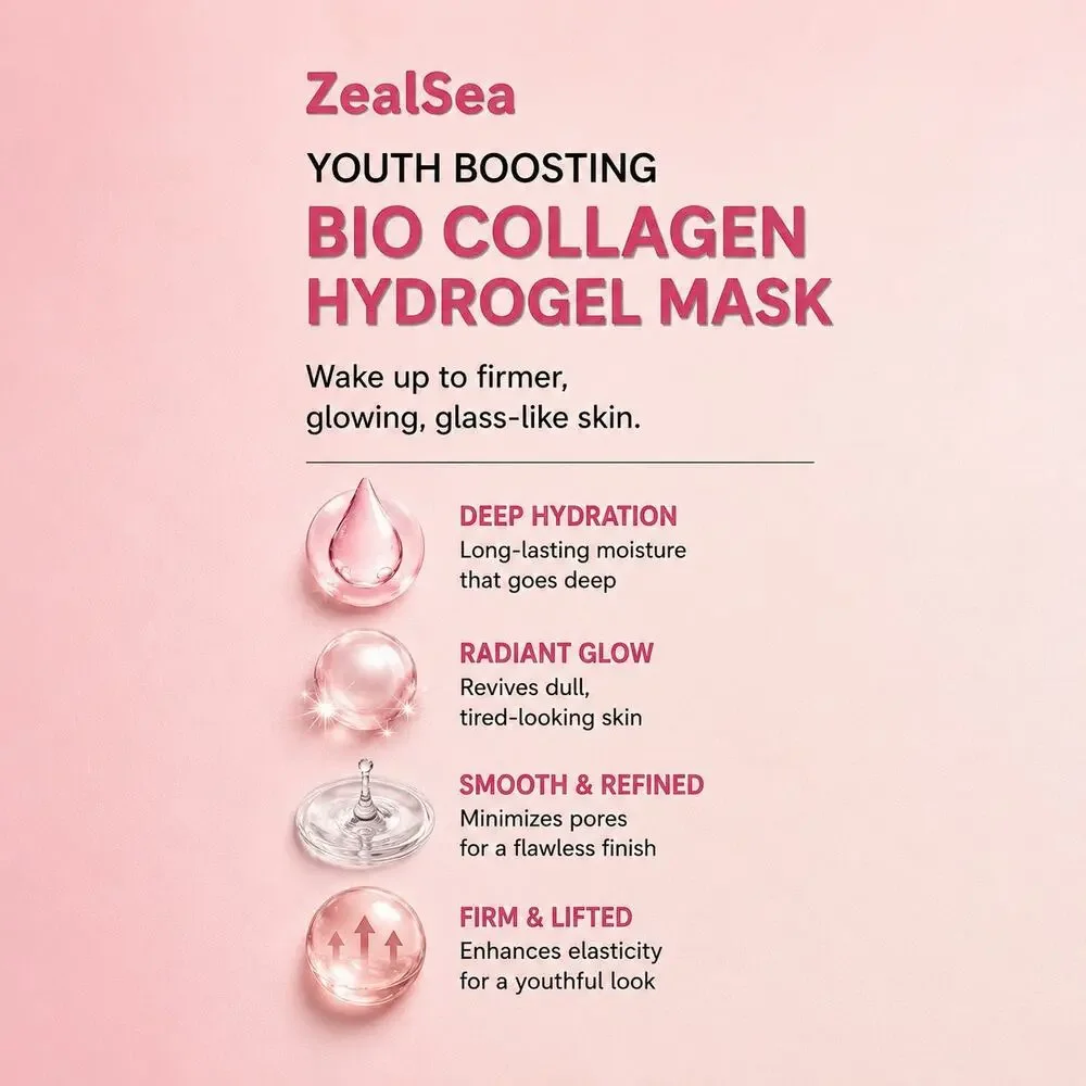 ZealSea Bio Collagen Hydrogel Face Mask 4 Pack Firming & Hydrating NIB